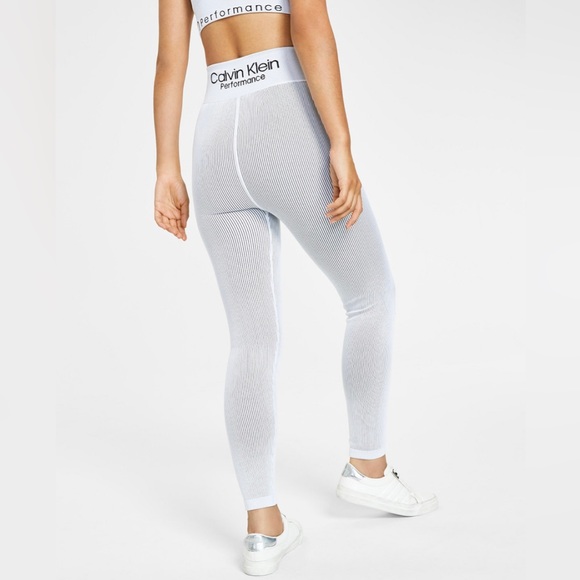 Calvin Klein Womens Ribbed High Rise 7/8 Workout Gym Leggings Size Small - Picture 3 of 5